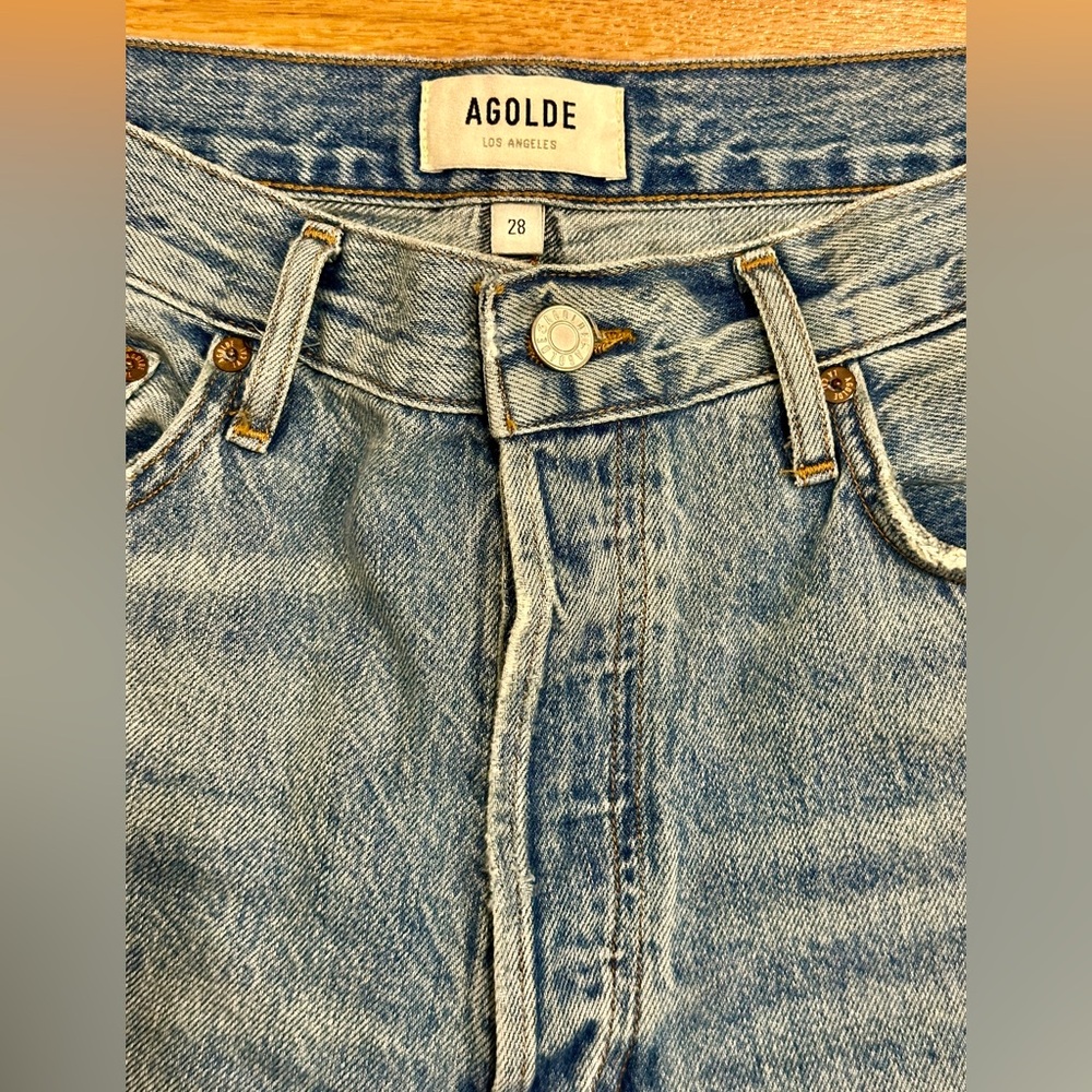 Agolde High Rise Blue Jeans with Vintage Wash